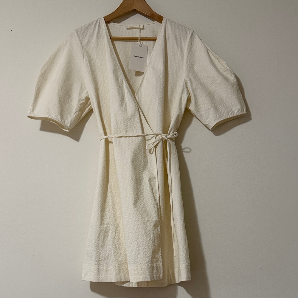 Everlane mini wrap dress organic cotton with stretch - Picture 2 of 9